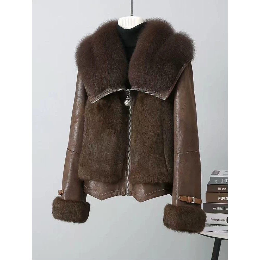 女士保暖女女装大衣女士秋冬皮毛外套短外套加厚