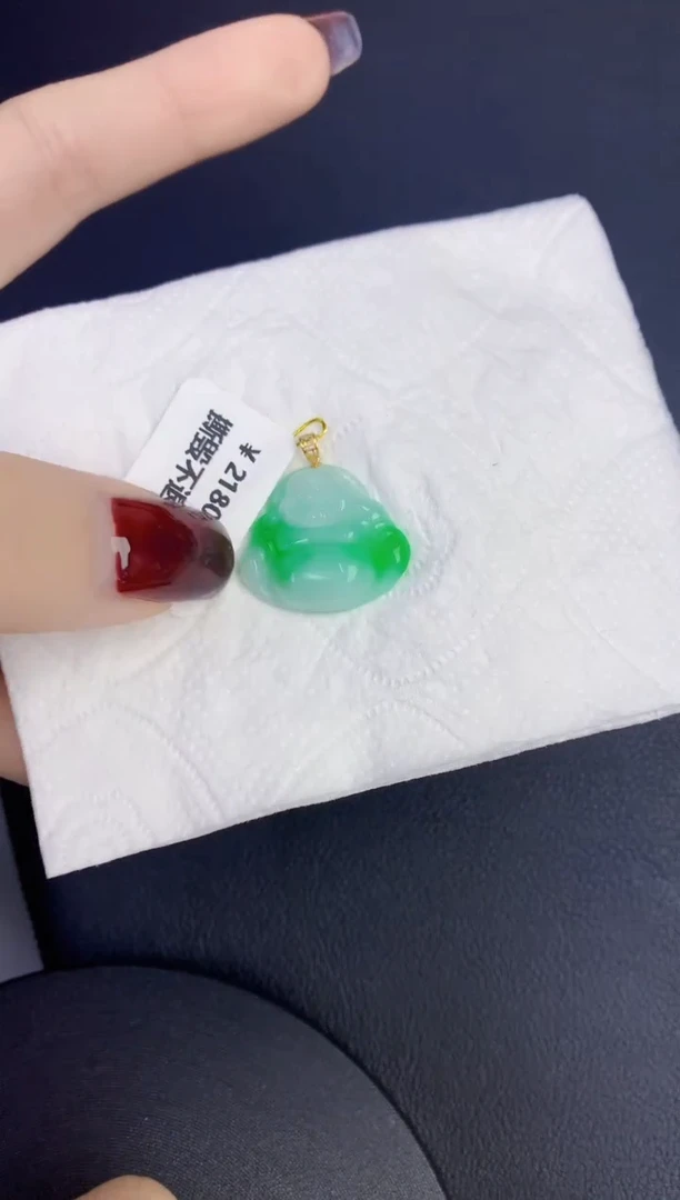 颈饰18K金镶嵌翡翠缅甸天然翡翠A货