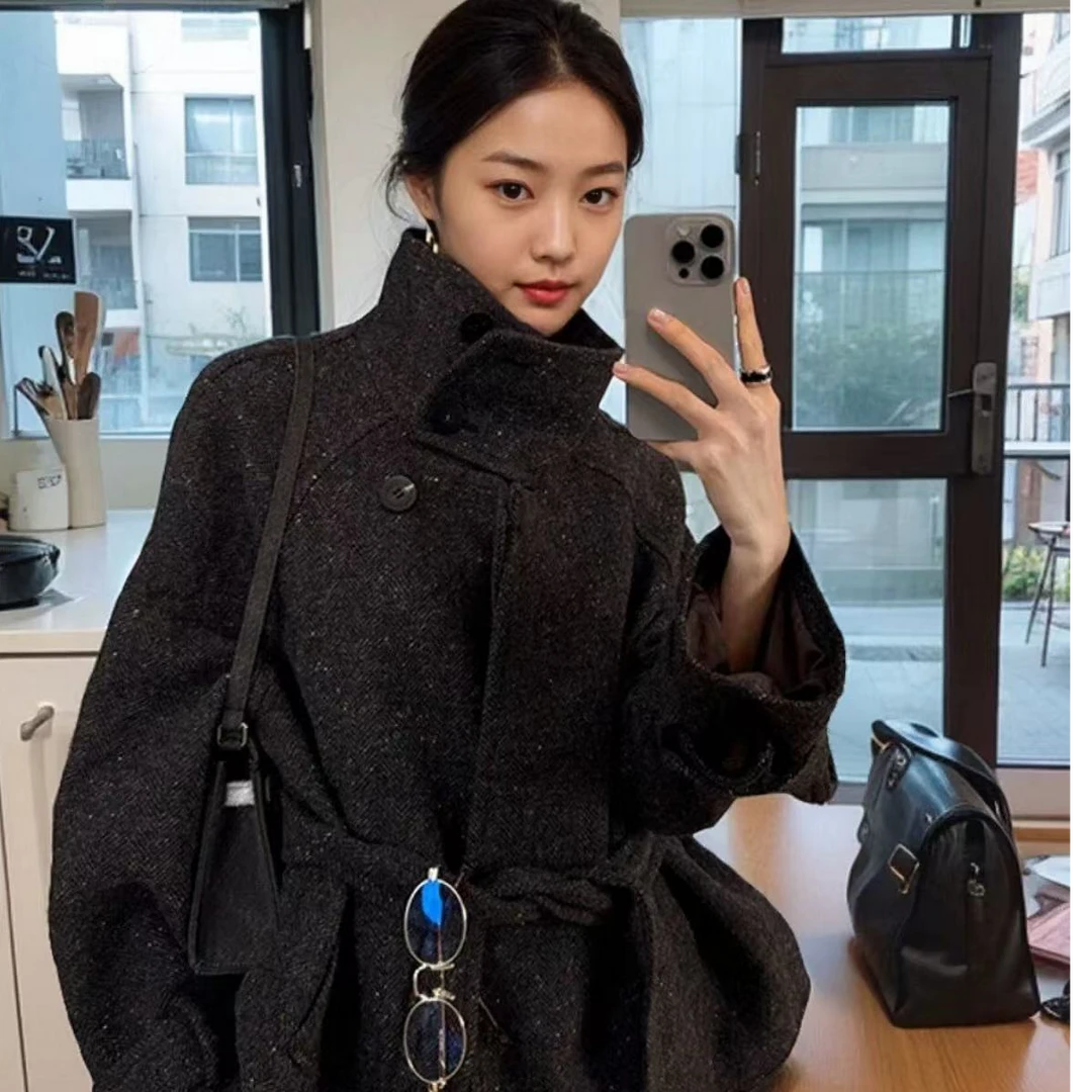 【一桐清仓】时尚气质中长款显瘦轻奢毛呢大衣4DWDD7299