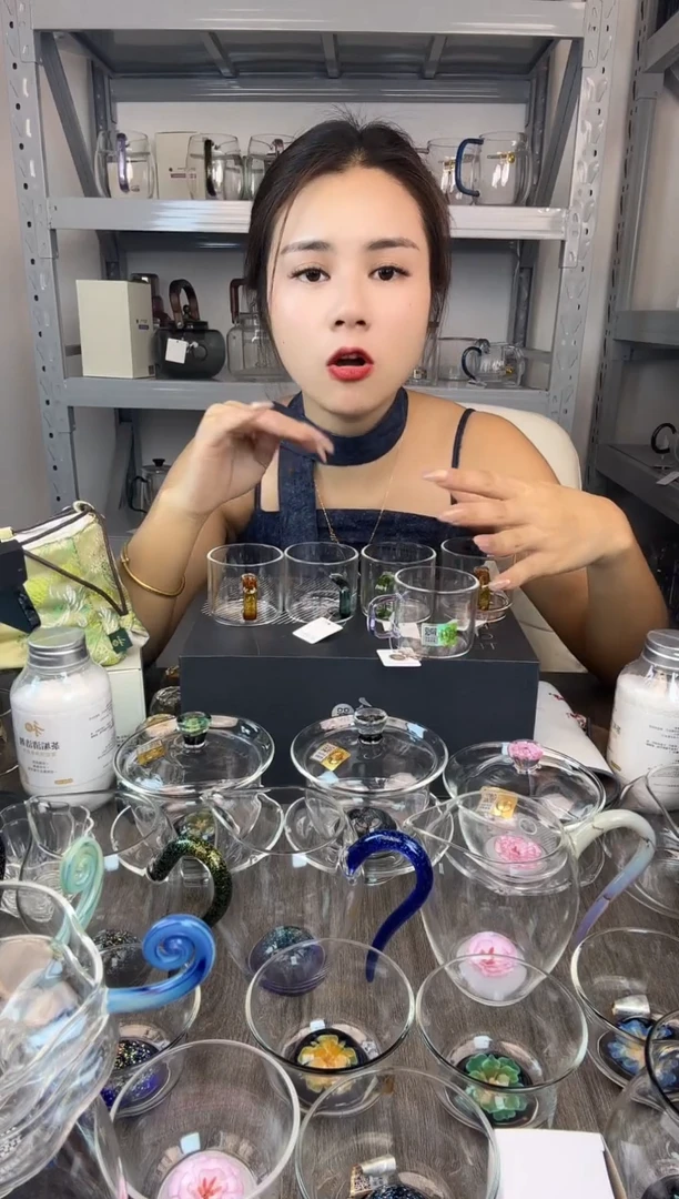 水晶玻璃无盖款禾器 清禾杯 一对