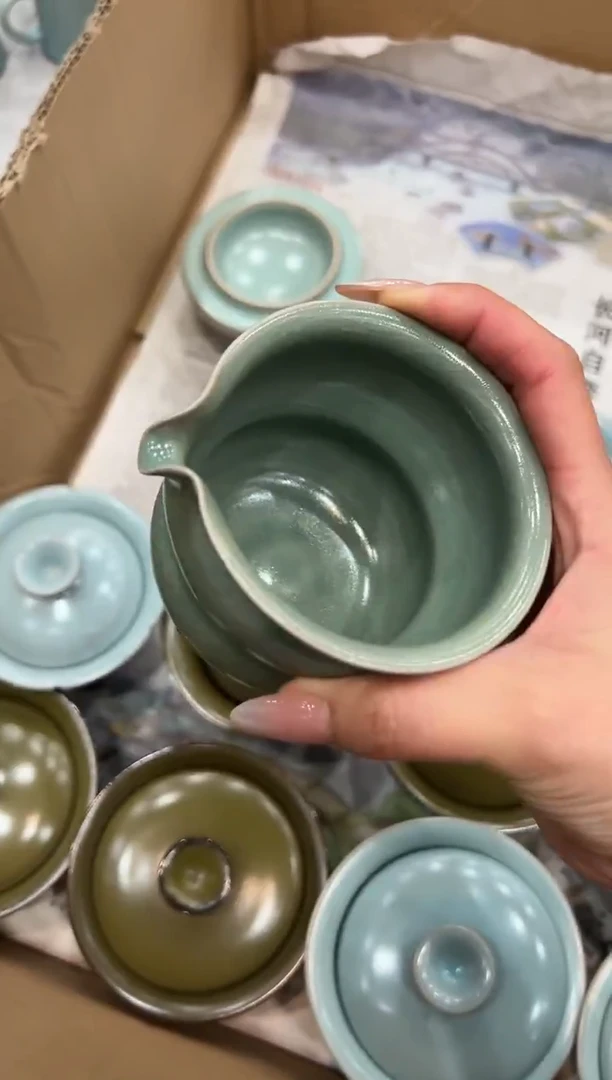 瓷片仿古青绿纯手公道瑕