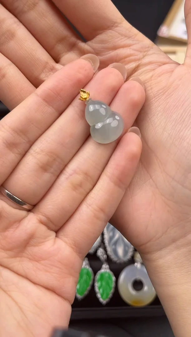 吊坠(不含链)18K金镶嵌翡翠翠小二缅甸翡翠严选JQ
