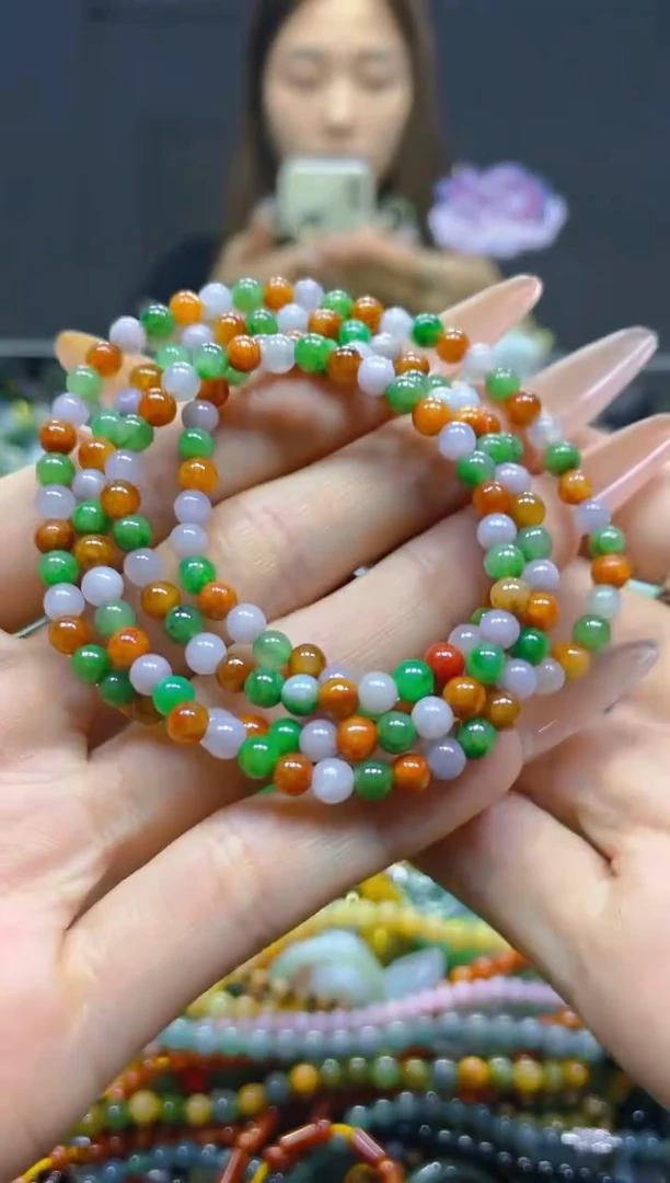 翡翠未镶嵌颈饰4MM/P/翡翠A货，一件也是批发价