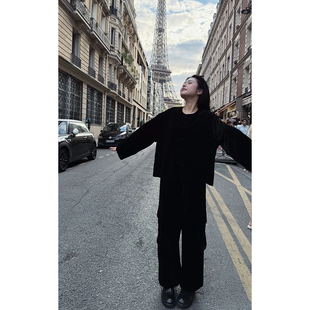 LA CALLA丝绒盘扣外套YY-AV6106