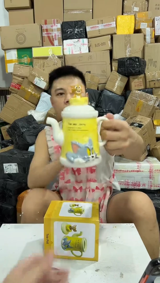 瓷片原盒猫和老鼠奶酪茶壶