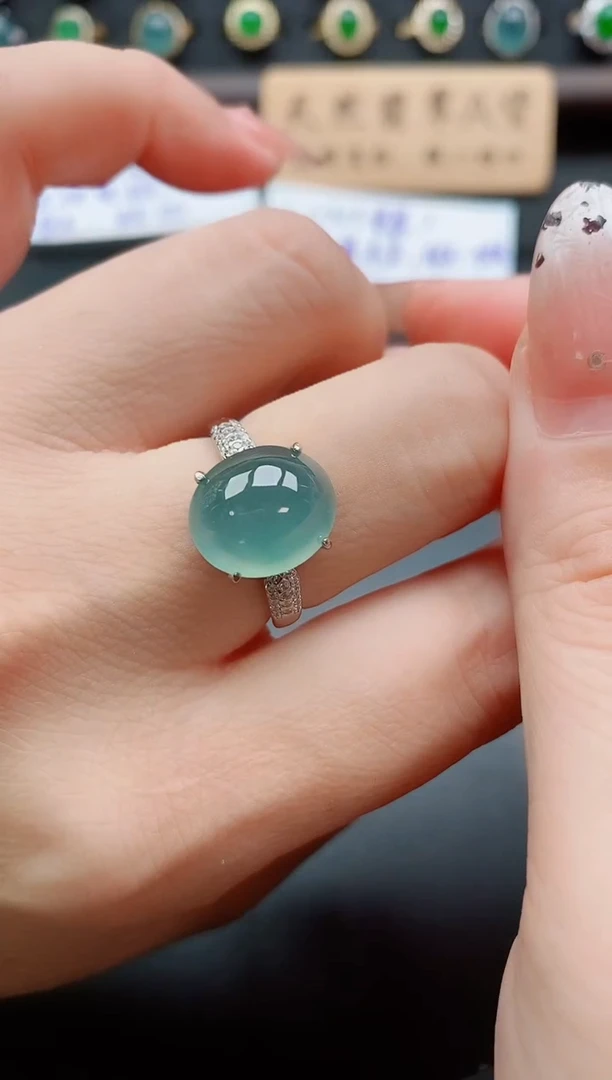 银S925镶嵌戒指翡翠1