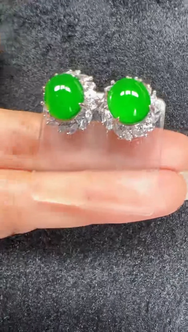 未镶嵌定制翡翠翡翠耳环97