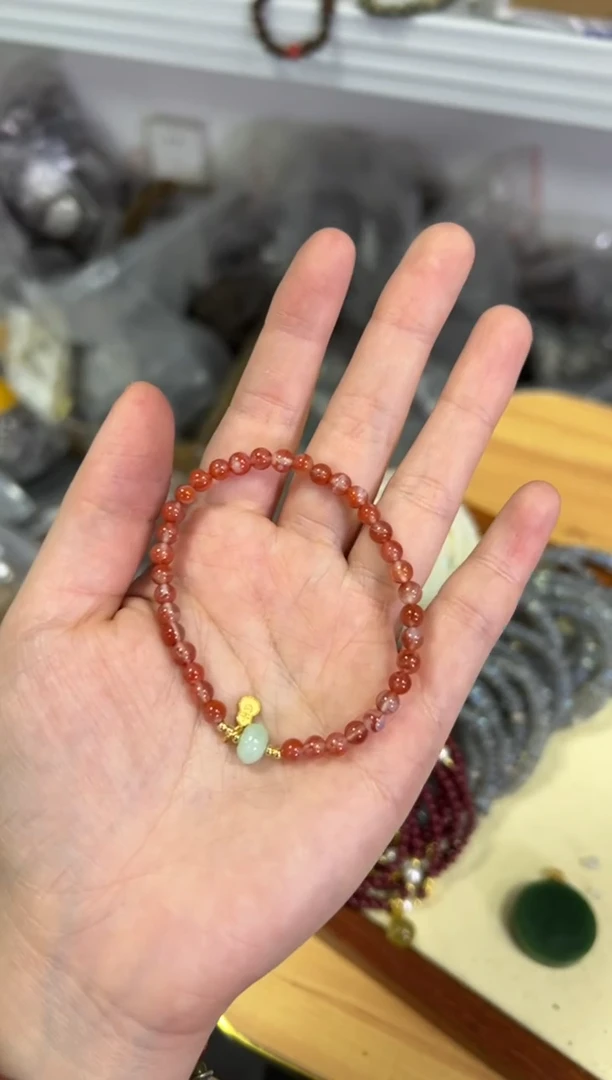 【闪购商品】南红玛瑙手链银S925镶嵌飘花南红玛瑙银手链[0397]