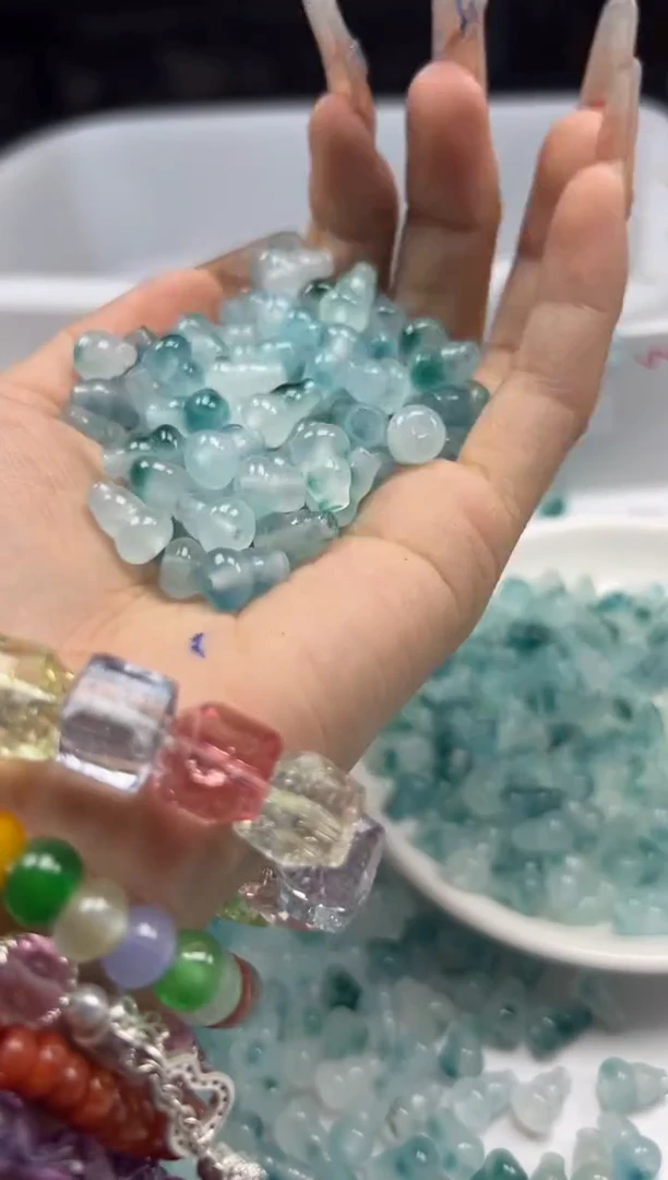 玛瑙/玉髓颈饰未镶嵌w2168蓝水飘花葫芦11*7mm*10颗