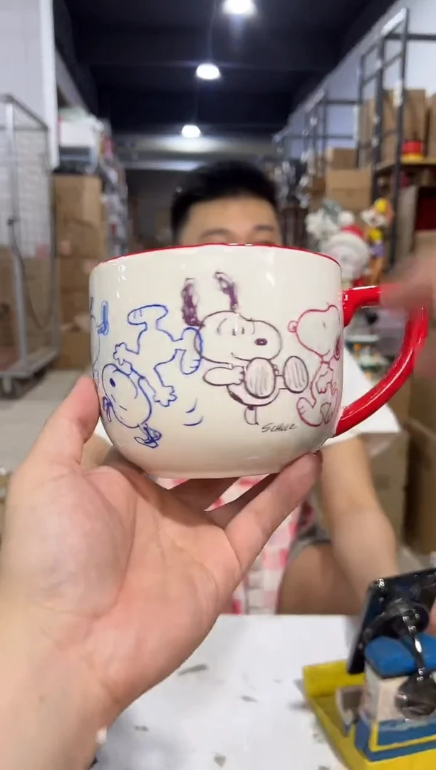 瓷片史努比七彩早餐杯