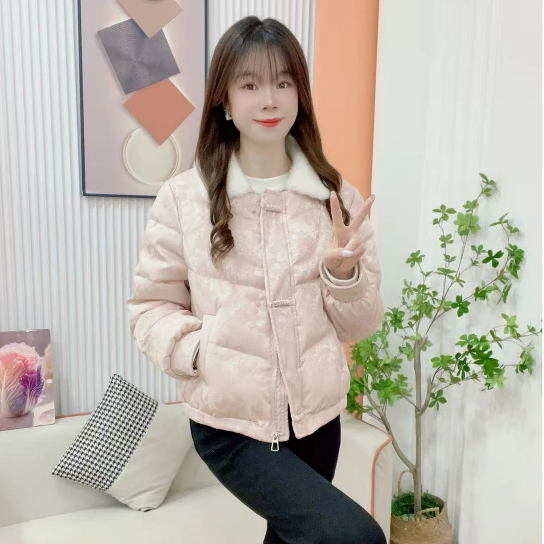 炬雅【江南美人】冬季新款新中式禅意刺绣毛毛领时尚气质保暖棉外套