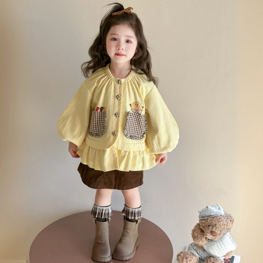 女童风衣外套秋装2025新款洋气满印开衫宝宝上衣儿童连帽春秋衣服