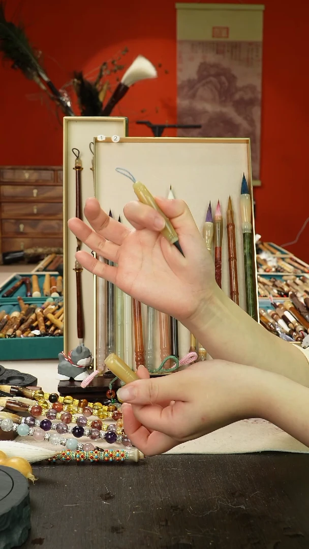 10号孤品高货毛笔链接 清水试笔 蘸墨不退