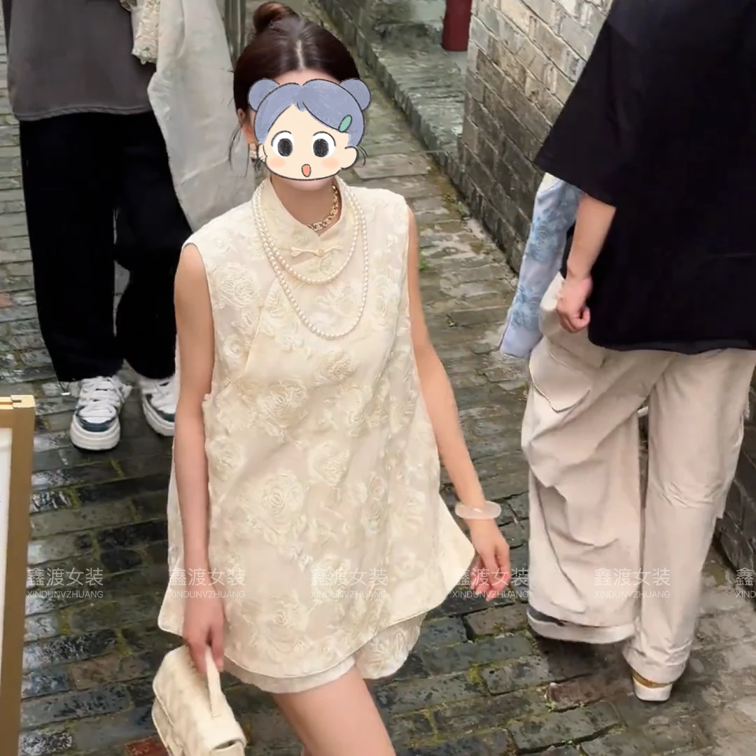 2025春夏新款时尚显瘦气质女士网红洋气两件套百搭款D6906-2