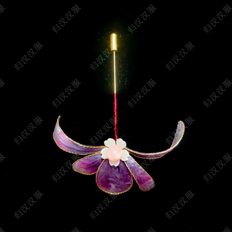 汉服发饰非遗手工掐丝蜻蜓发簪【紫气东来】中国风头饰超仙绒花发簪