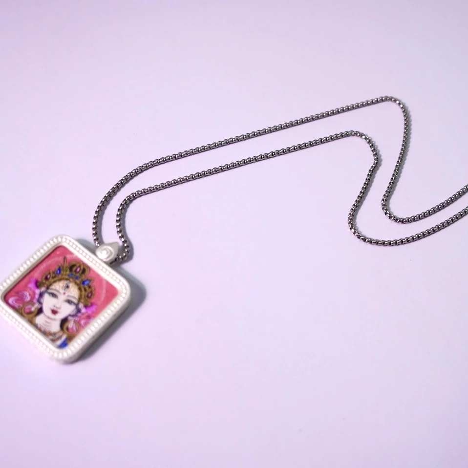 合金项链 纳木措|双面唐卡项链手绘项链