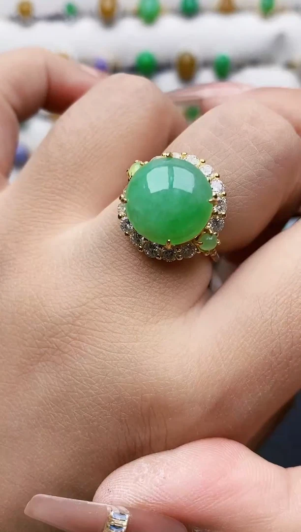 银S925镶嵌戒指翡翠2393