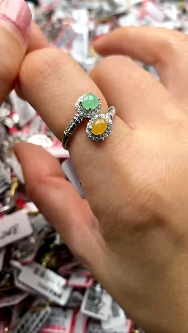 【闪购商品】翡翠戒指银S925镶嵌222222     6