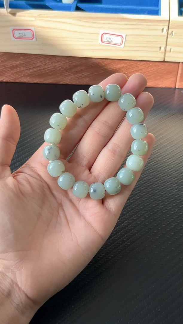 未镶嵌手串和田玉且末微色差近矿卡12 M