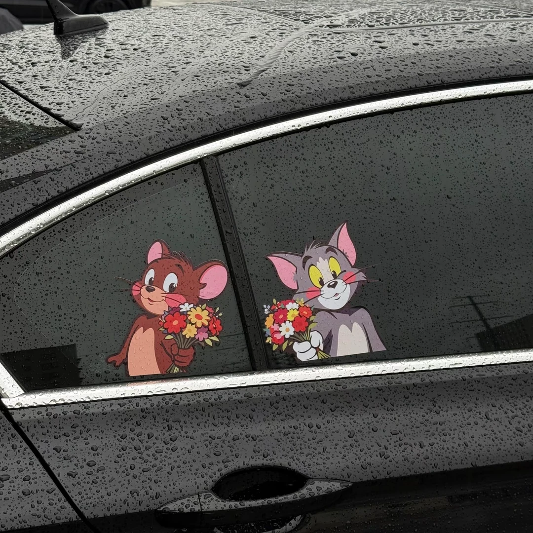 猫和老鼠车贴汽车车身车窗玻璃装饰贴纸卡通可爱摩托车电瓶车贴纸