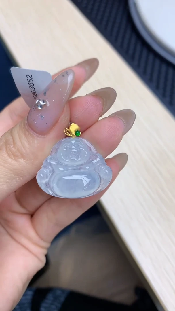 颈饰18K金镶嵌翡翠天然缅甸翡翠a货百元以上9元证书费自理