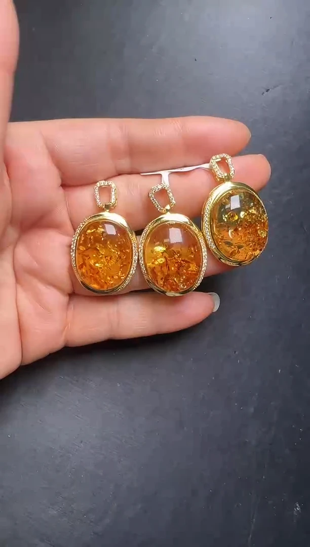 琥珀（花珀）颈饰未镶嵌花珀蛋面  吊坠多样性发一 J13442