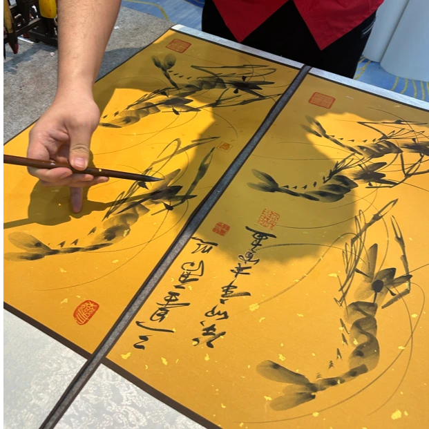 郭春雷国画作品《三星高照》93*32cm，实木卷轴装裱