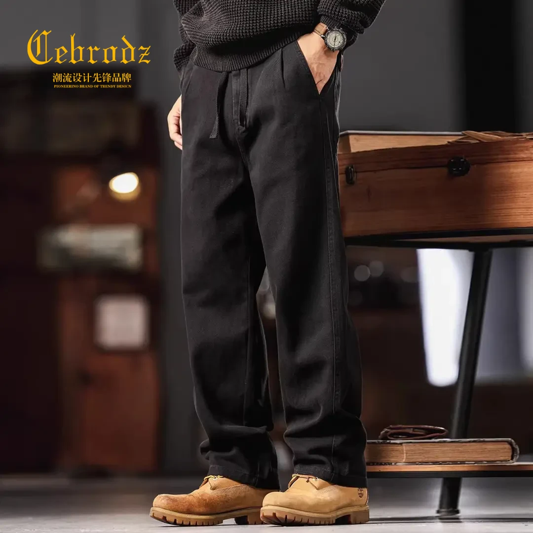 法国Cebrodz美式复古重磅休闲裤男秋季新款潮牌宽松直筒百搭潮流