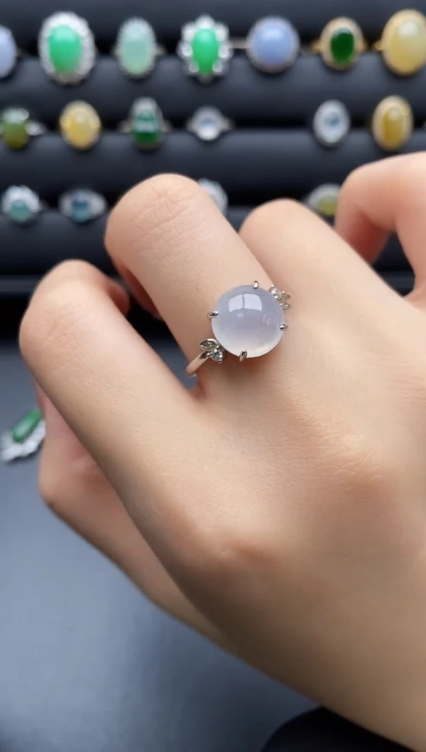 银S925镶嵌戒指翡翠一物一证一礼盒