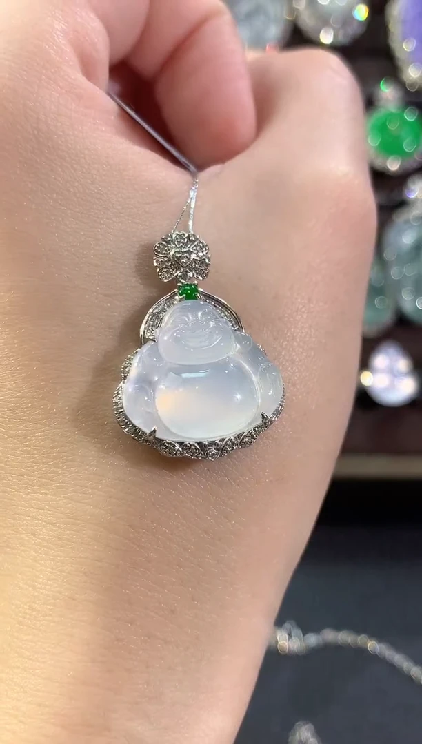 吊坠(不含链)18K金镶嵌翡翠冬日珠宝W25