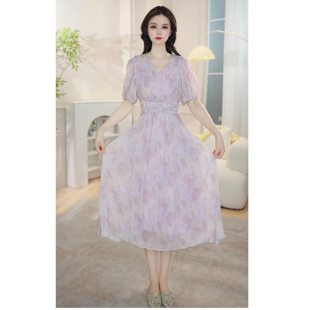 2025夏季新款裙子高端轻奢优雅百搭显瘦修身时尚连衣裙25157