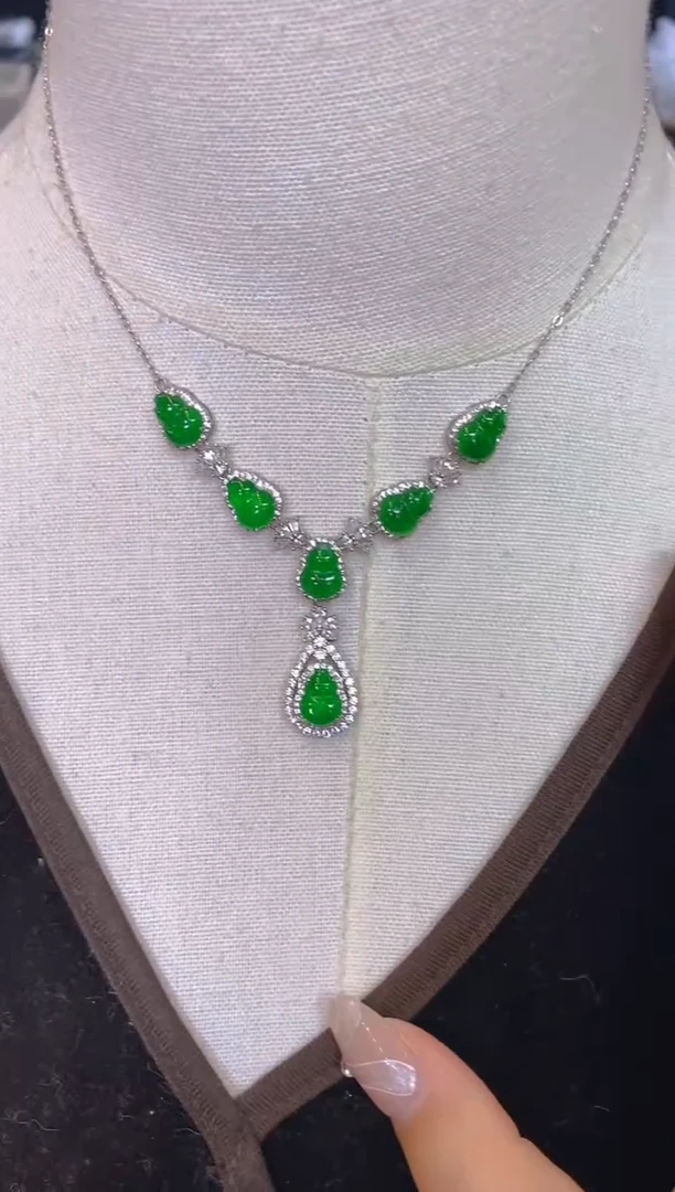 【闪购商品】翡翠项链银S925镶嵌057（多样性发货）