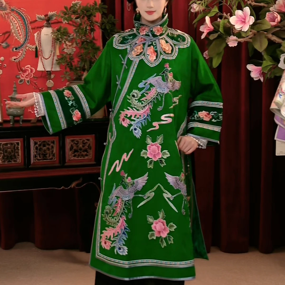 【煜秀堂】“松间堂”传统中式重工刺绣云肩花盆领长袍