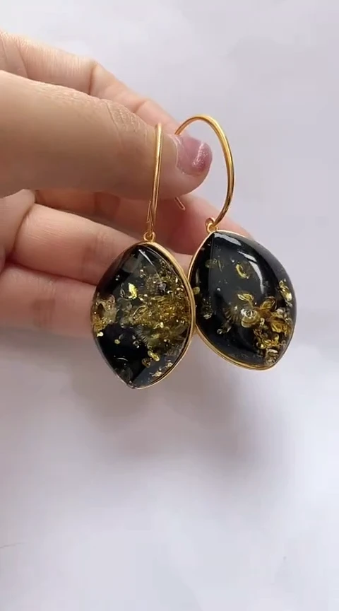 【闪购商品】琥珀裸石银S925镶嵌琥珀耳坠