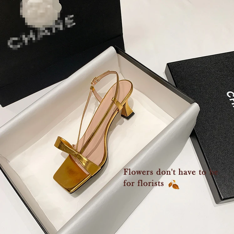 气质方头2025凉鞋女夏外穿细跟夏季凉鞋新款百搭鞋子真皮高跟凉鞋