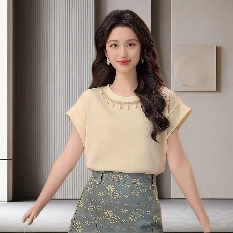 【雅岚女装】时尚洋气显瘦韩系温柔风短袖t恤气质夏季时尚独特漂亮