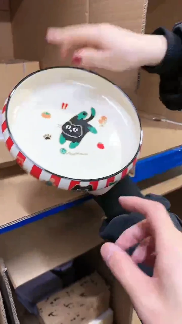 【闪购商品】瓷片糖尾玄猫黑色7.5英寸汤盘