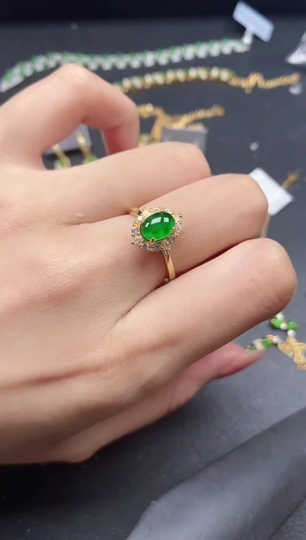 翡翠戒指银S925镶嵌51151