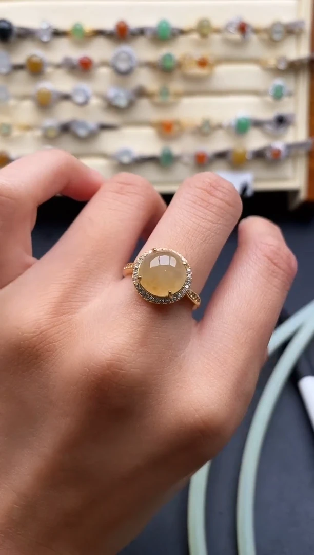 银S925镶嵌戒指翡翠55555+6