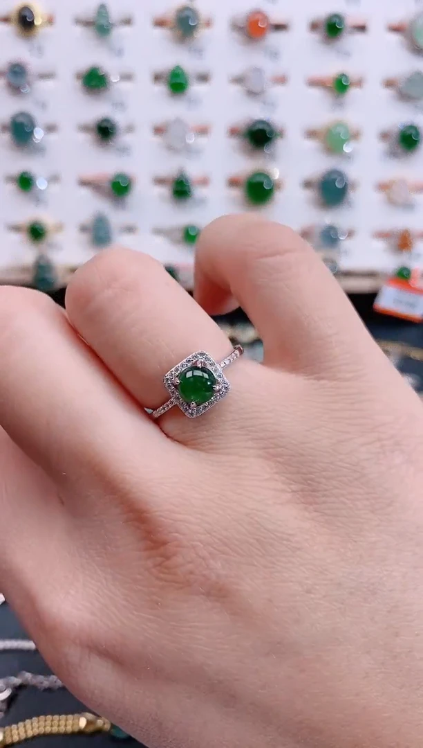 银S925镶嵌戒指翡翠天然翡翠