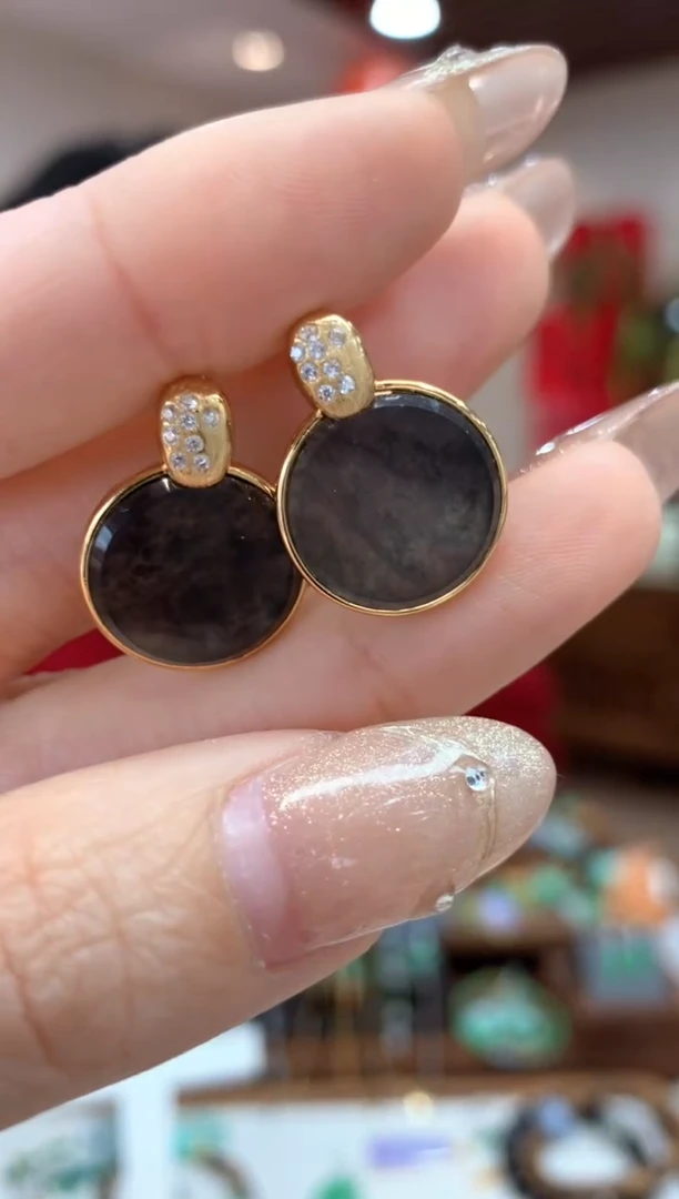 【闪购商品】翡翠耳饰银S925镶嵌耳钉