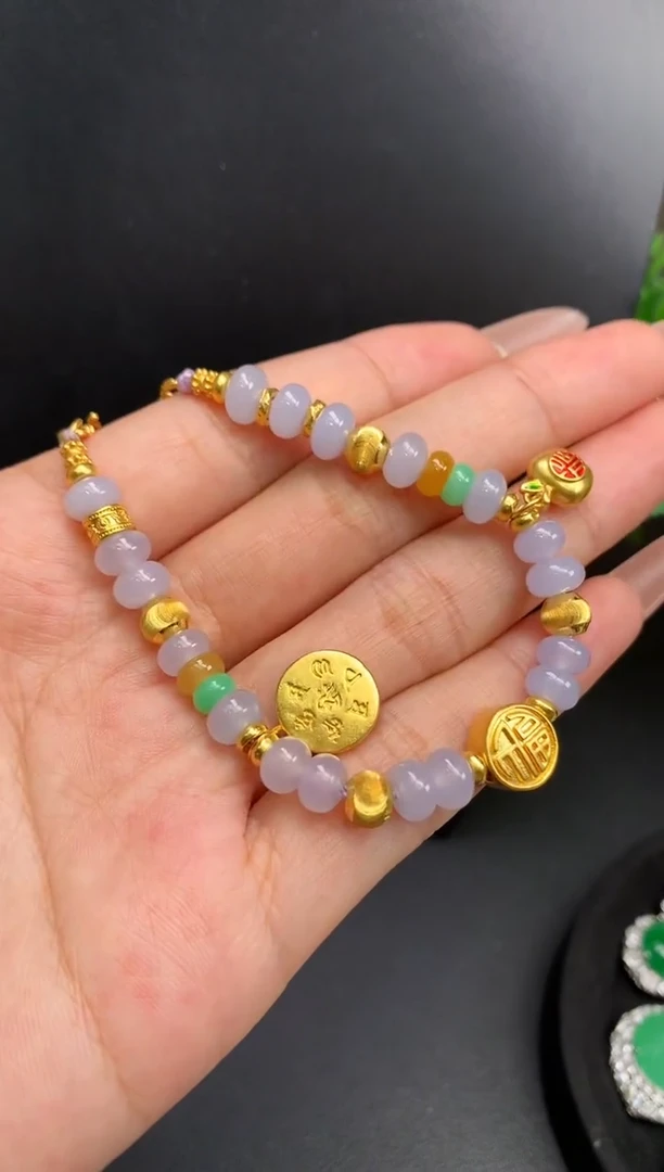 足金镶嵌手链翡翠手链