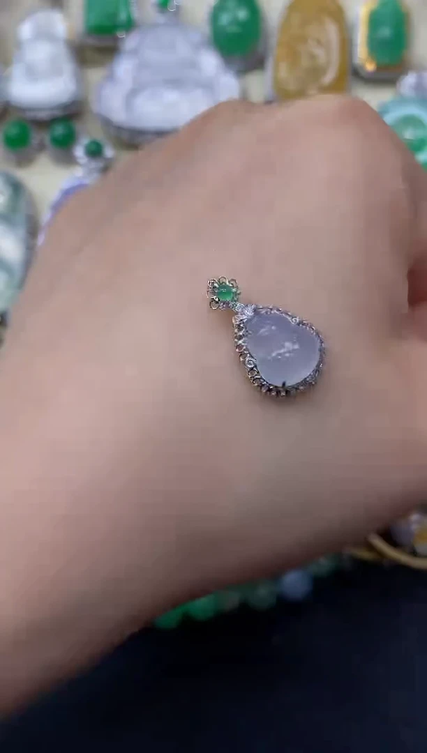 翡翠18K金镶嵌颈饰277-雪姐翡翠天天见