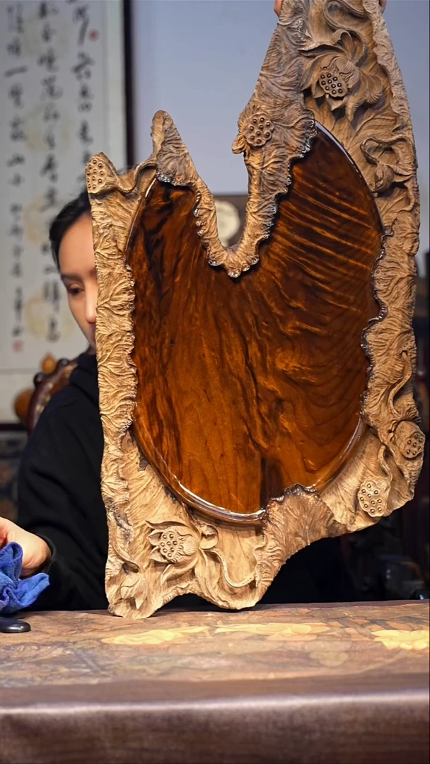金丝楠【71】干泡茶盘 精品满花 一木整雕茶盘 带一点点干纹