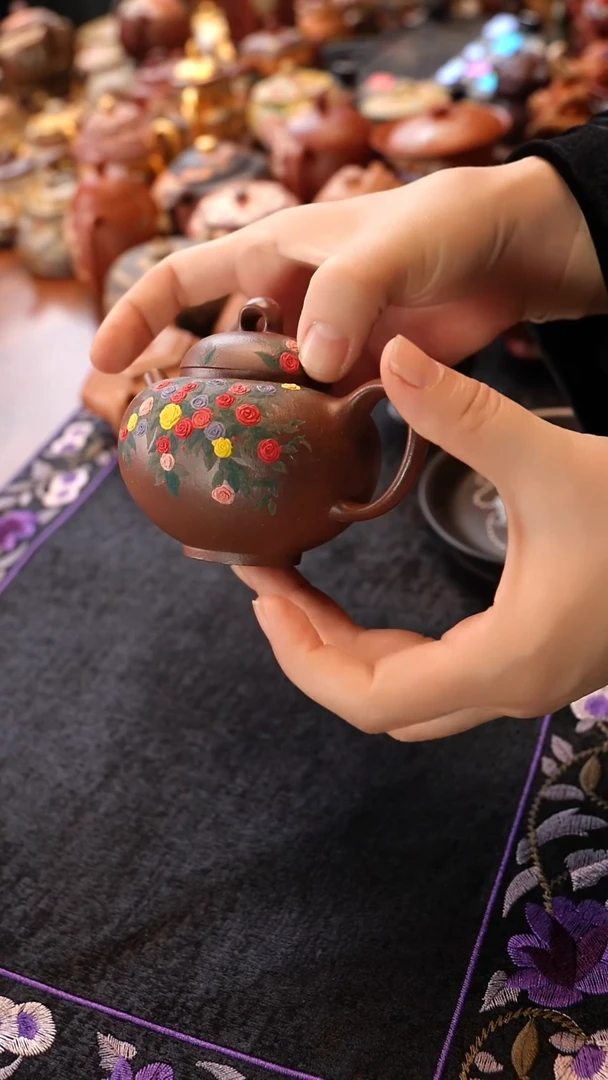 茶壶紫砂玫瑰云柱