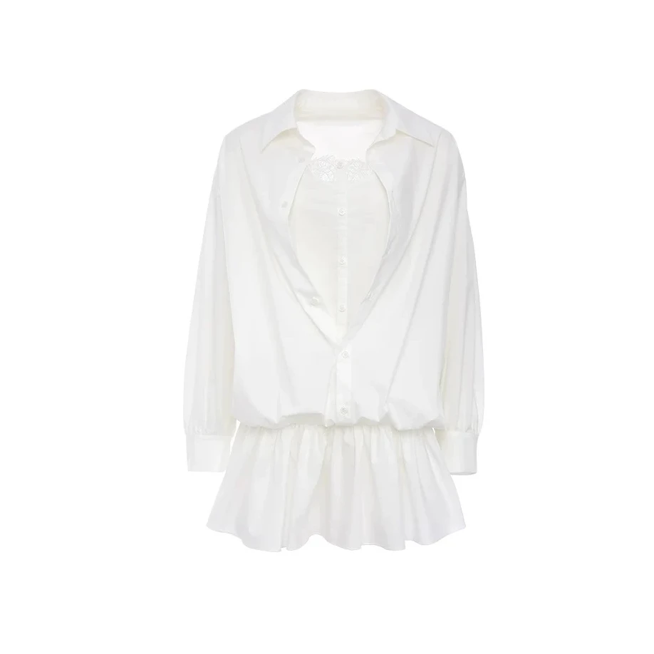 白色衬衫裙立领1