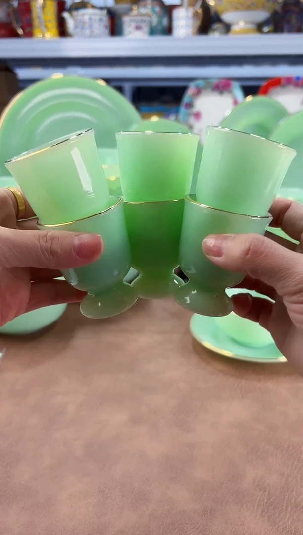 玉瓷 高足酒杯6只