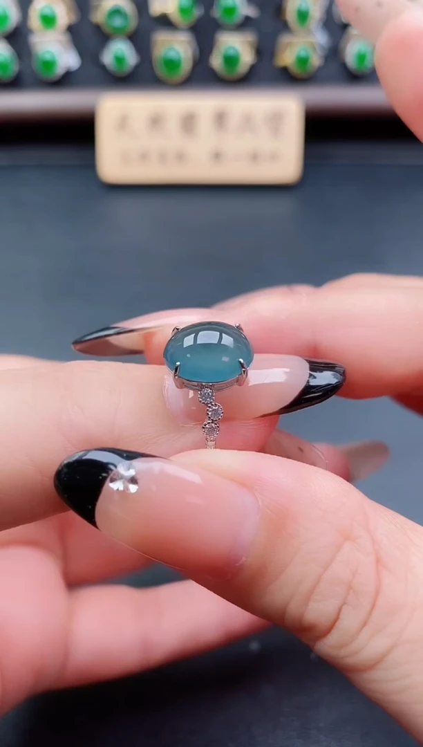 银S925镶嵌戒指翡翠1