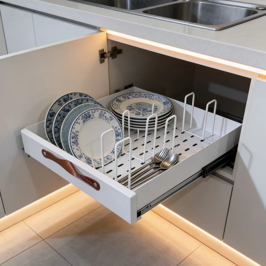 碗碟架抽拉单层碳钢