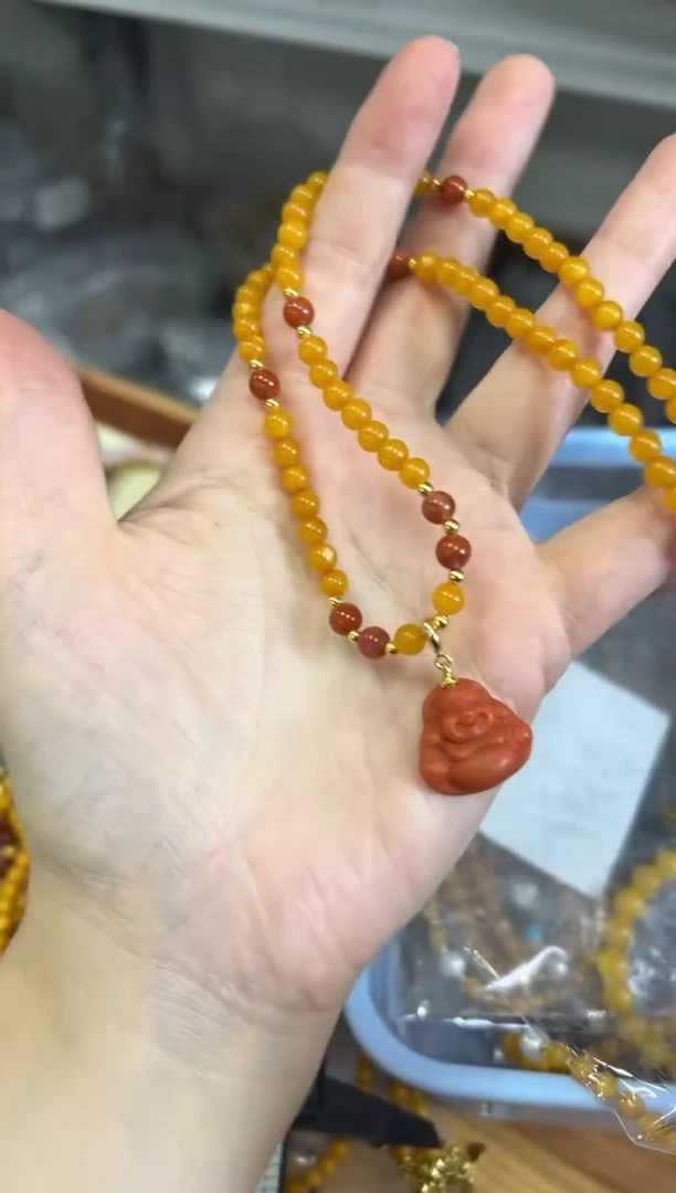 未镶嵌项链蜜蜡老蜜蜡南红佛公吊坠项链[0437]